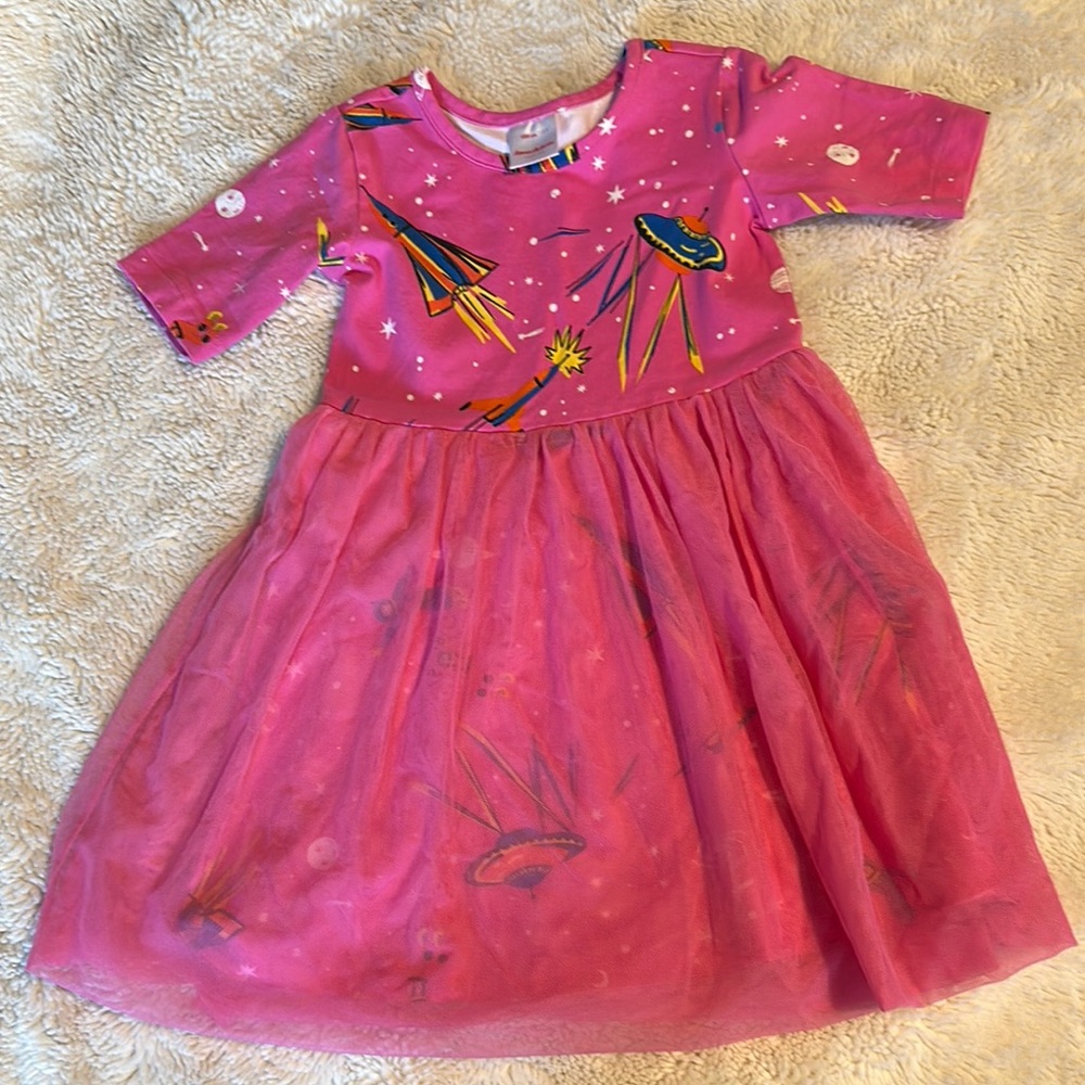 EUC - Hanna Andersson Pink Rocket Dress, girls size 4